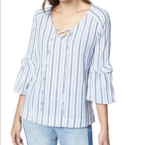 🔥1 hour sale. Sanctuary, Anthropologie Lila Cotton Modern Desert Lace-up top